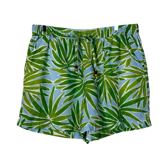 Sigrid Olsen Shorts Linen Pull On Drawstring Pockets Green Blue Women’s Size XL - Picture 7 of 8